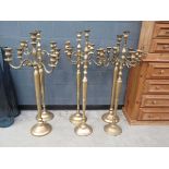 6 painted metal candlesticks