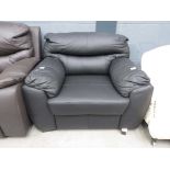 Black leather effect armchair