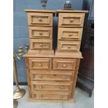 Pair of 3 drawer bedside cabinets plus a chest of 2 over 3 drawers