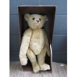 Pale brown Steiff bear with storage box