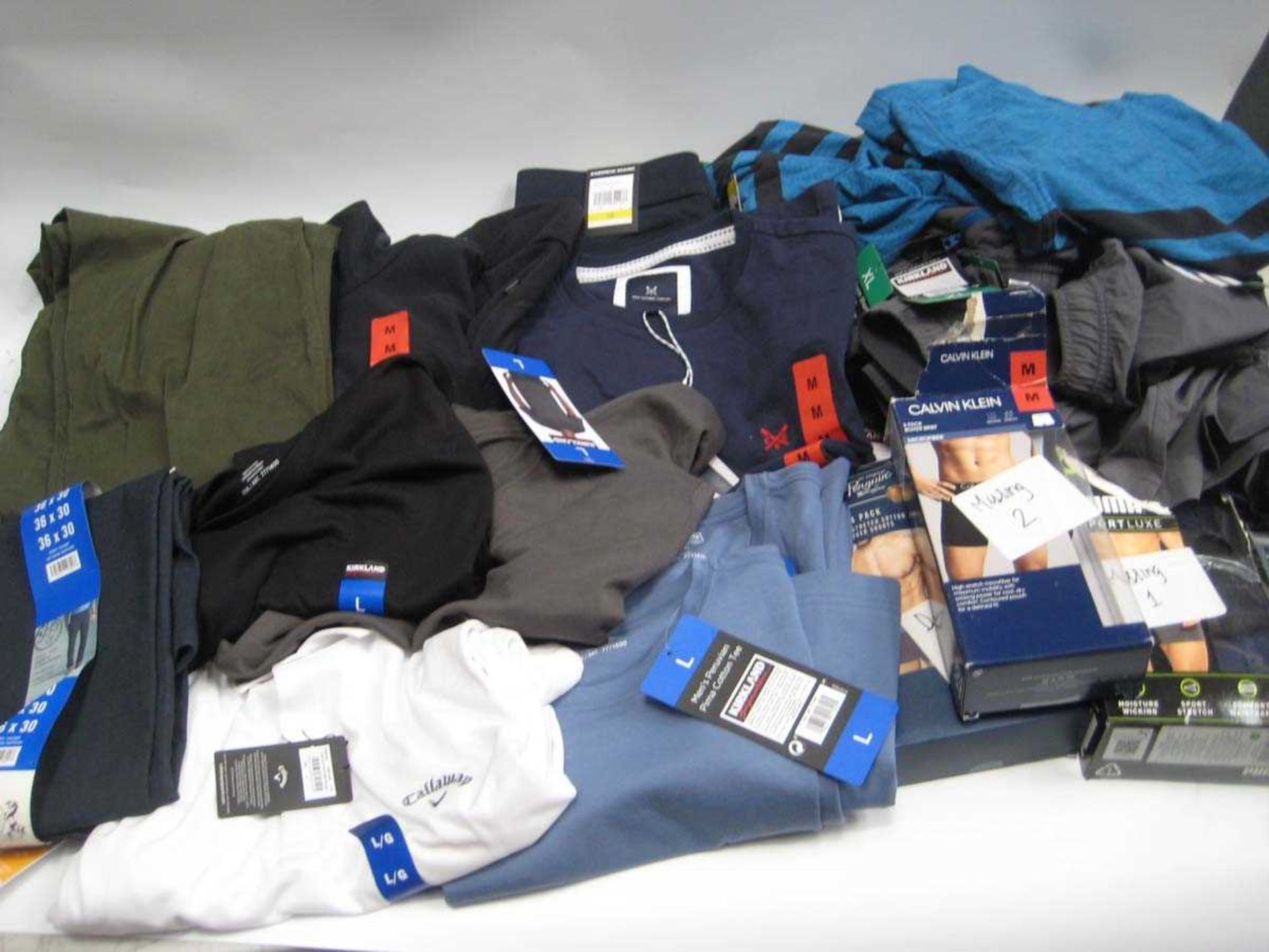 +VAT A bag containing Men's Clothing, Underwear & Swimwear in various sizes, including Callaway,