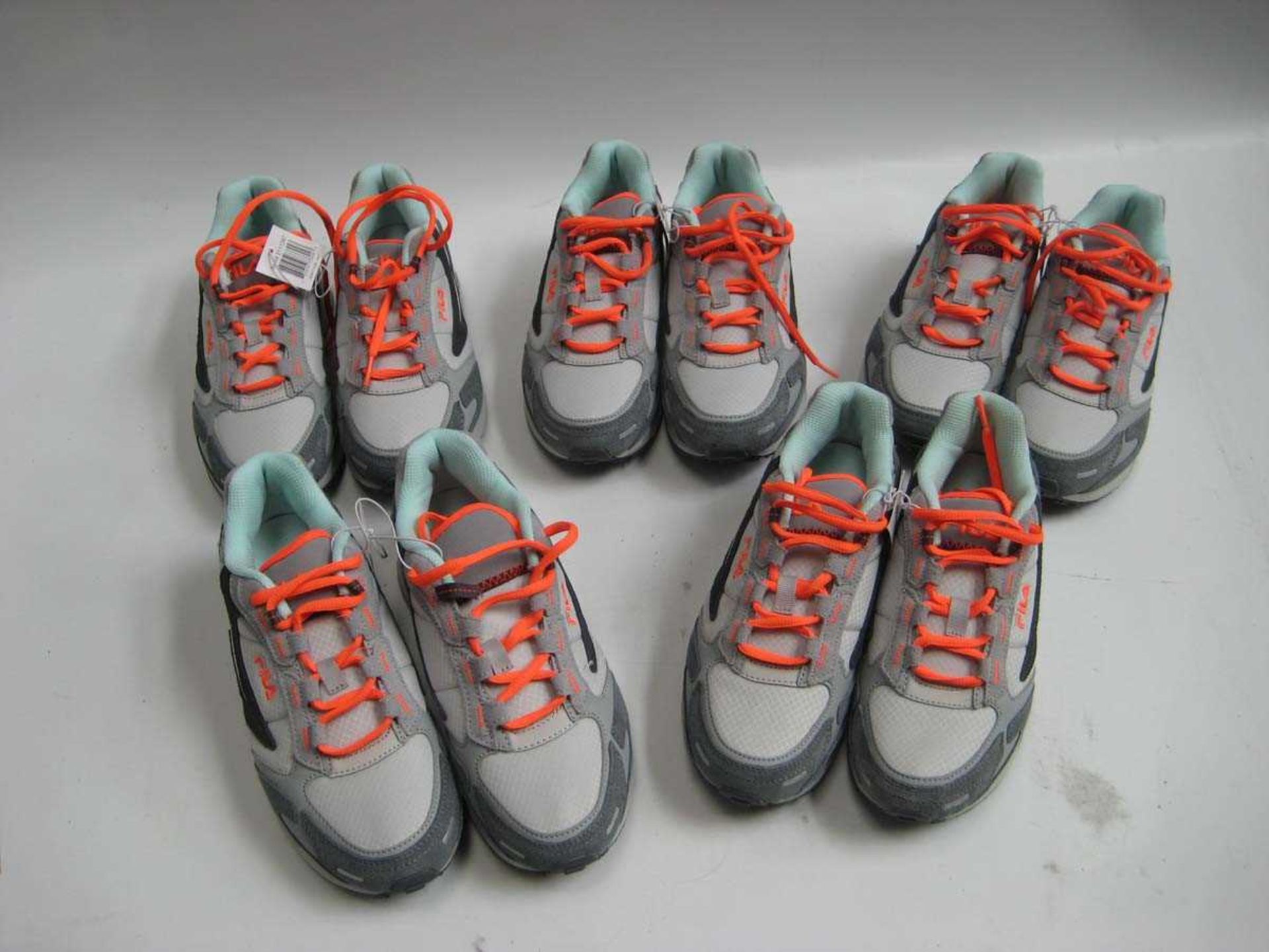 +VAT A bag containing 5x Pairs of Ladies Fila Trainers in Grey & Orange, 1x UK Size 4, 2x UK Size