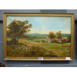 Pair of oils on canvas of country scenes with sheep