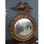 Circular convex mirror with eagle finial