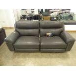 +VAT Grey leather effect 2 seater electric reclining sofa