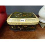 A 19th century and later Near Eastern lacquer work box decorated with calligraphy and hunting