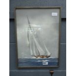 Leon Haffner gouache yacht at sea