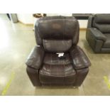 +VAT Pair of brown leather effect electric reclining armchairs