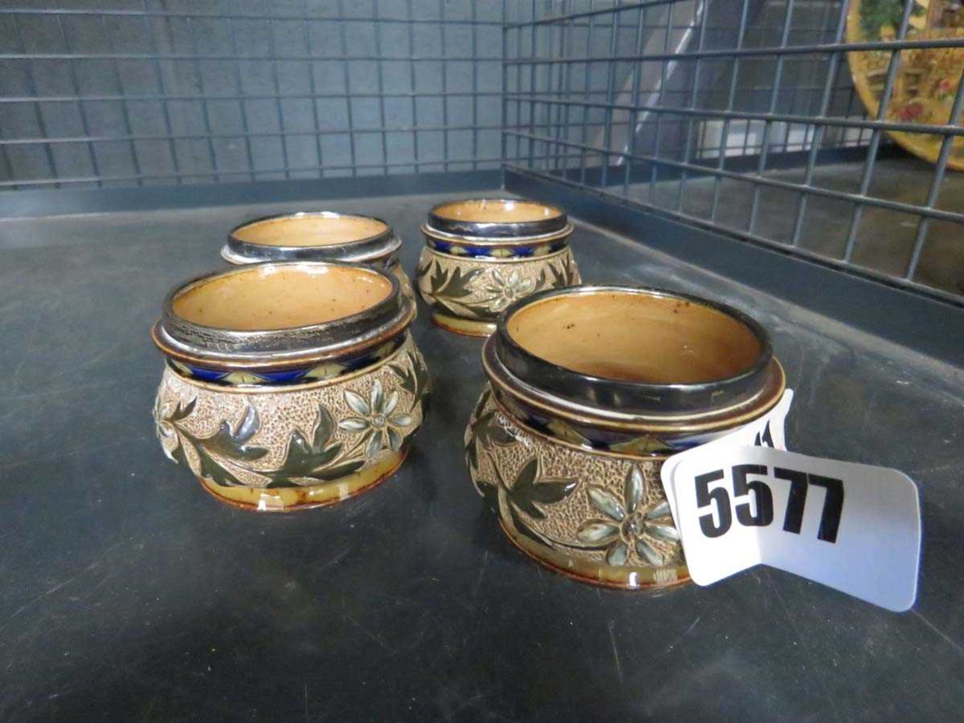 Cage containing 4 Doulton salt pots