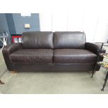 Brown leather effect 3 seater sofa