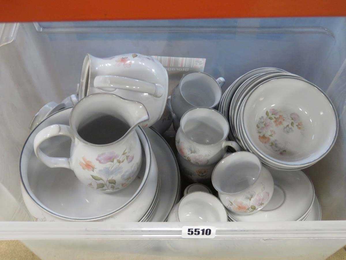 Box containing quantity of floral patterned Denby crockery