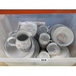 Box containing quantity of floral patterned Denby crockery