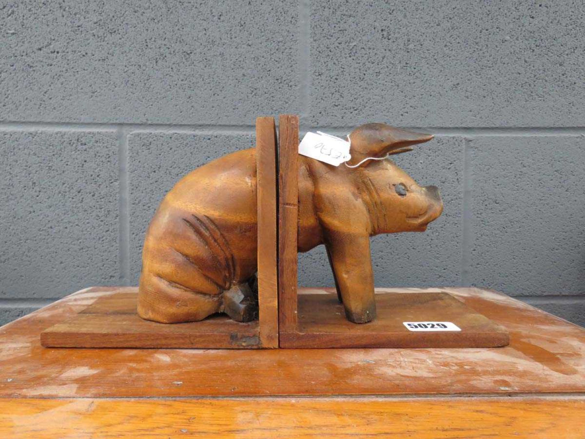 Pair of bookends shaped as a pig