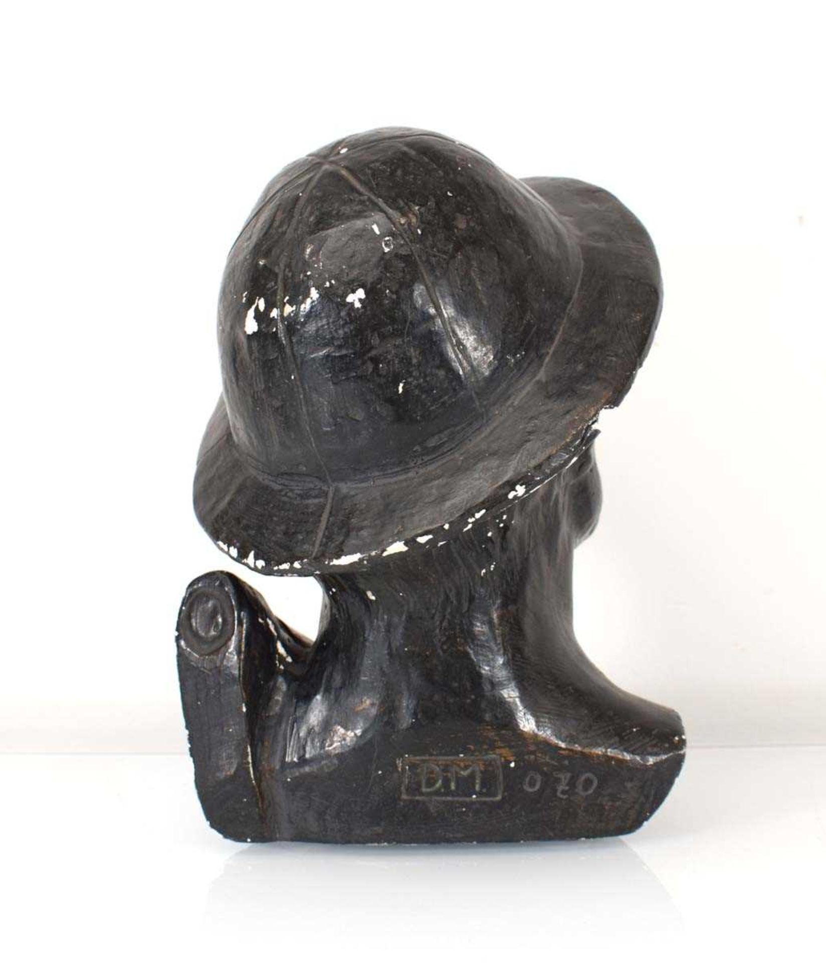 A bronzed plaster figure modelled as a miner, h. 24 cm - Image 2 of 2