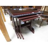 Reproduction mahogany nest of 3 tables