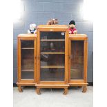 Oak triple door glazed bookcase