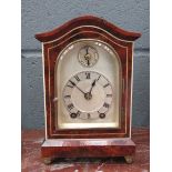 Edwardian mantle clock in burr walnut case