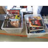 2 boxes containing Tom Marcus and other novels plus biographies and reference books