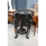 Black painted Oriental two tier plant stand