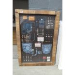 Framed and glazed denim display