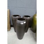 +VAT 3 x brown tapered vases