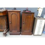 Near pair of mahogany single door pedestals