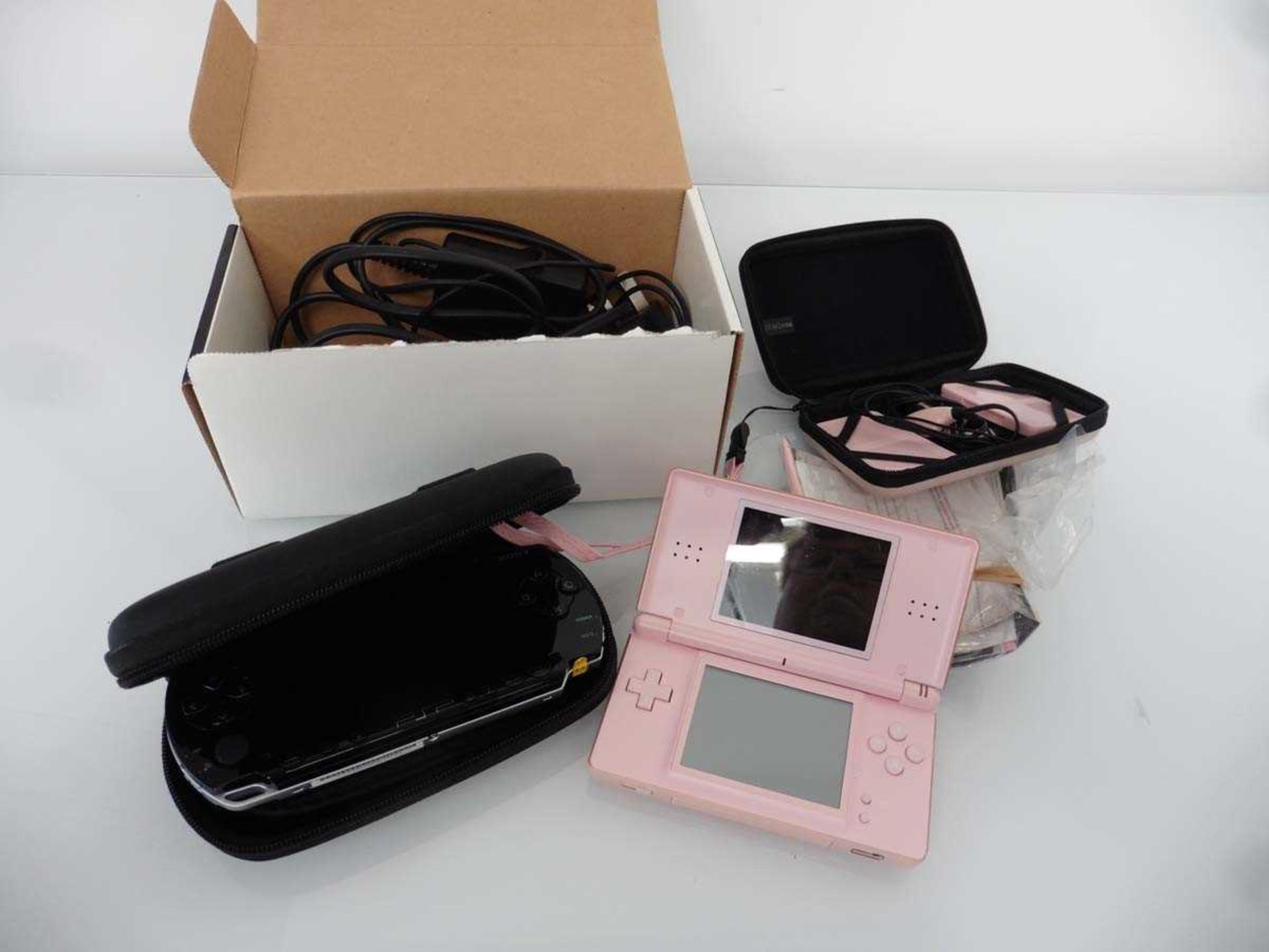 +VAT Sony PSP 1003 with case + psu & Nintendo DS in pink with pink case