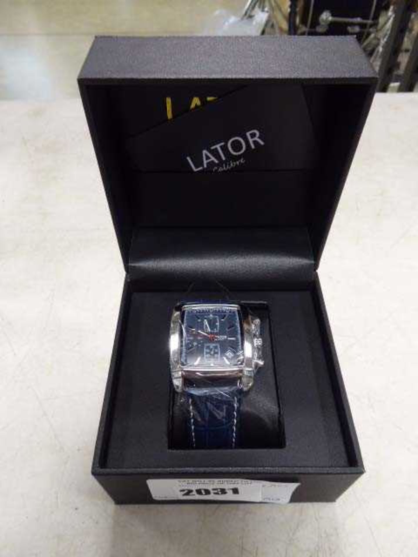 +VAT Gents Lator lunar leather strapped wristwatch with case