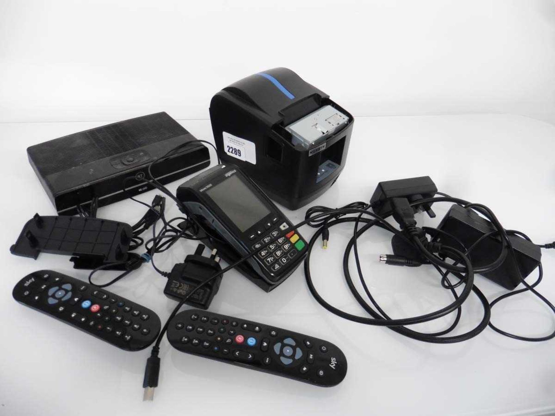 +VAT Card payment machine, BT 4K UHD TV PVR, Munbyn thermal Reciept printer, 2 Sky remotes & PSU