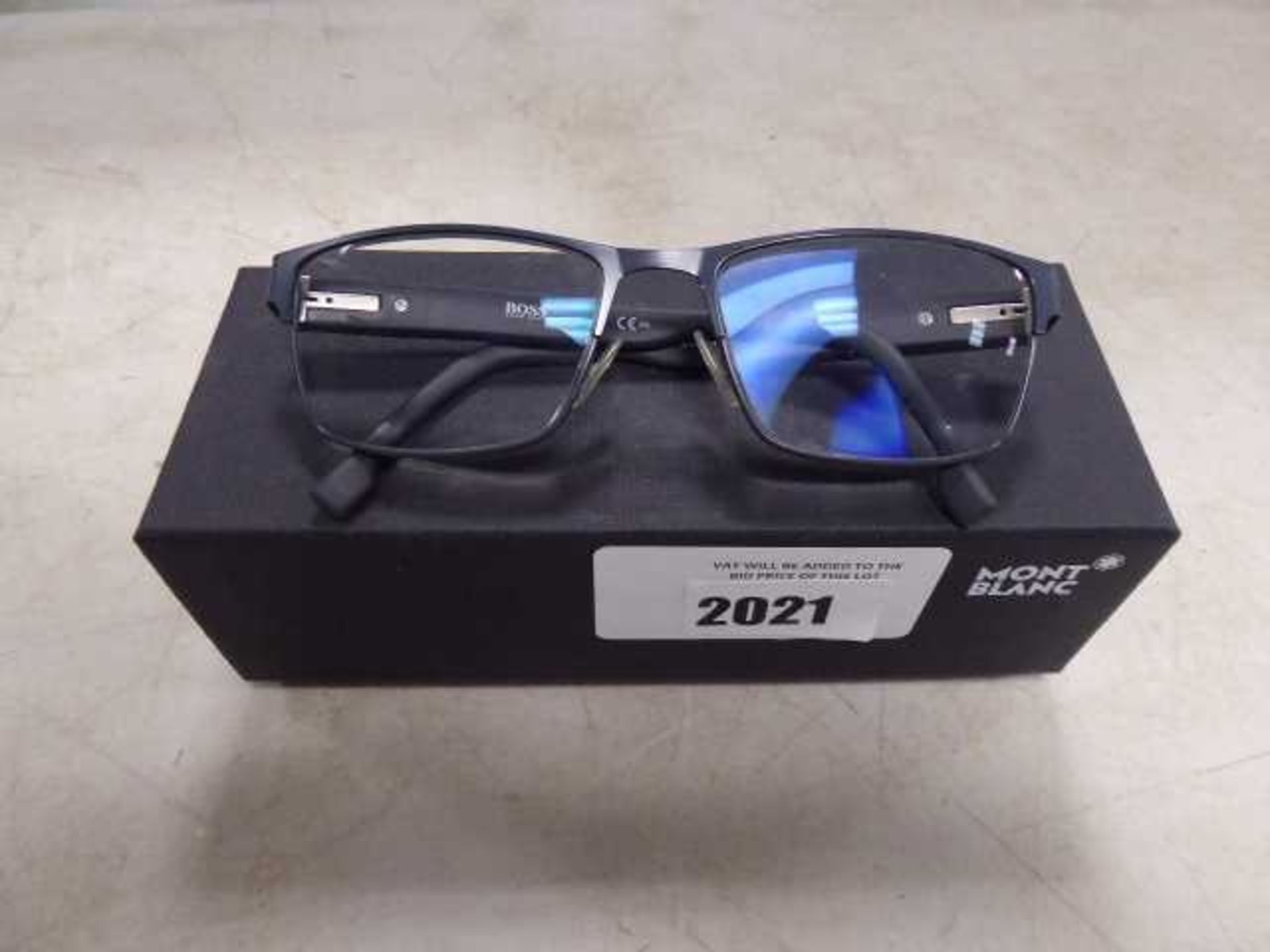 +VAT Pair of Hugo Boss reading glass frames in a Montblanc box