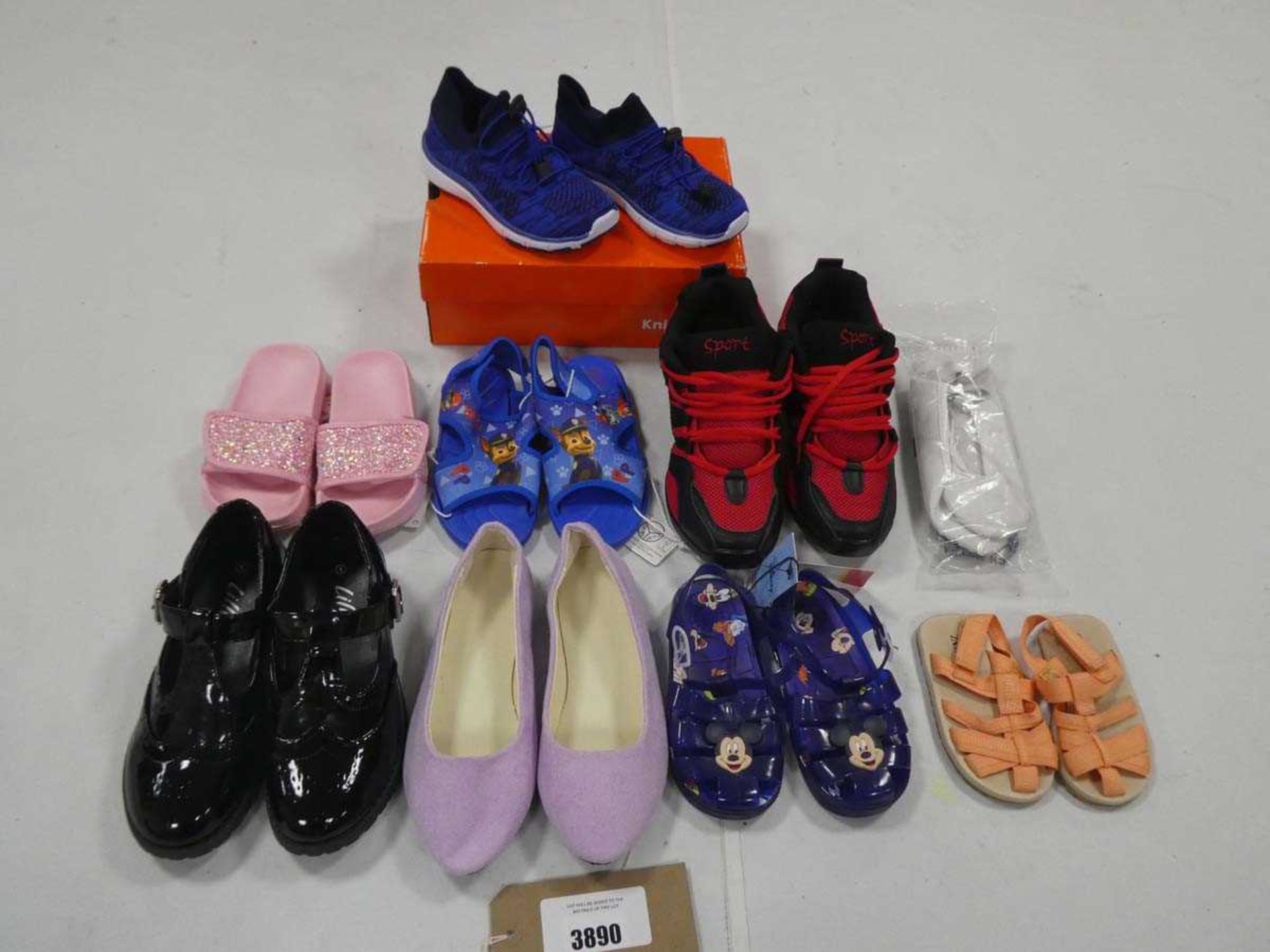9 pairs of children's shoes in various styles and sizes to include Disney, Zara, Knixmax ect