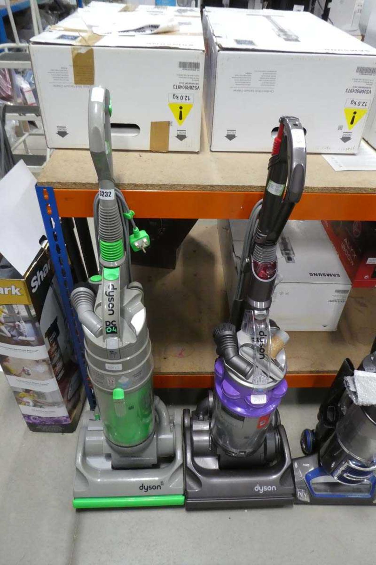 2 upright Dyson DC04 and DC14 vacuums