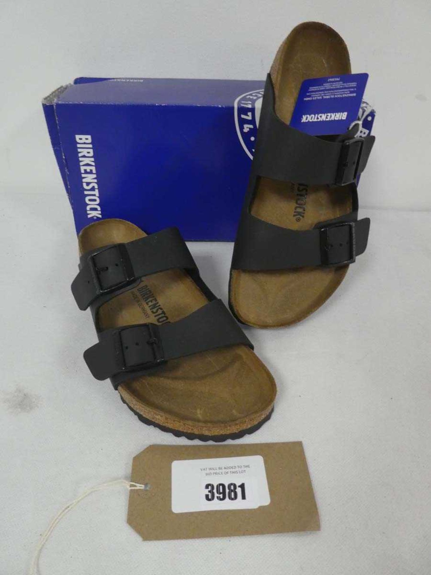 +VAT Boxed pair of Birkenstock Arizona leather sandals, size 6