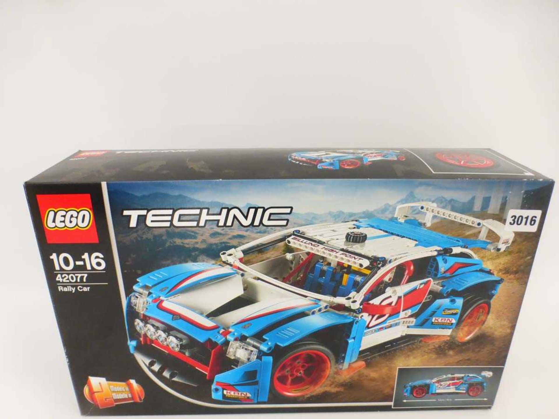 A Lego Technic 42077 Rally Car set, boxedContents unchecked