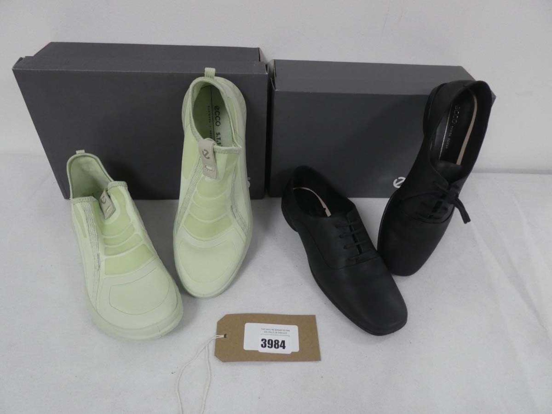 +VAT Two boxed pairs of Ecco shoes, one pair of Ath-1FW and one pair of Anine Squared (both size 6)