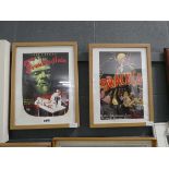 2 movie posters of Frankenstein and Dracula