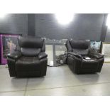 Pair of brown leather effect electric reclining armchairs