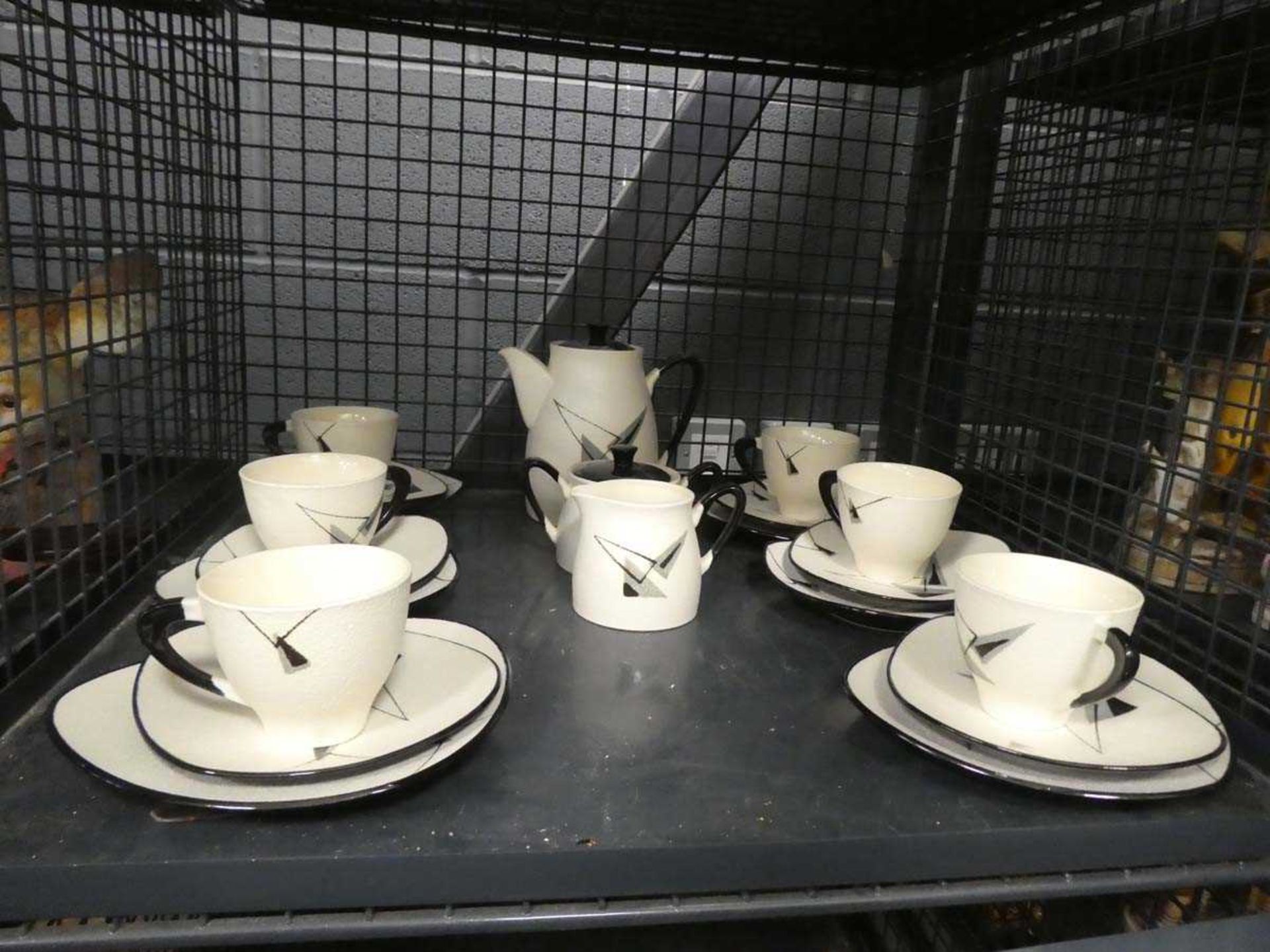 A 1960's six-sitting coffee service decorated with black and white abstract shapes, originally