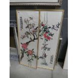 6 framed and glazed Chinese panels, foliage and birds