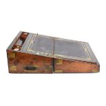 A Victorian walnut and brass bound writing slope, w. 45 cmsee additional images
