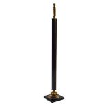 An Art Deco standard lamp, the black tole body with brass strips and mountsWiring removed. h. 140