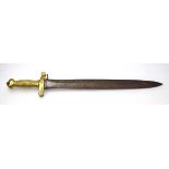 A French 1831-Pattern 'Gladius' short sword, with ribbed brass hilt and brass cross guard stamped