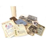 A group of ephemera including 1922 Reichsbanknotes, identity card, 'Real Photograph' postcards