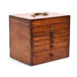 A Victorian mahogany table-top dentistry cabinet inscribed F.A. Armitage, with a lift lid and five