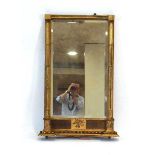A 19th century giltwood and plaster portrait overmantle mirror, the frieze decorated with a