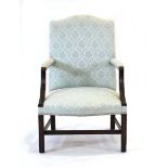 A walnut Gainsborough chair with pale green floral upholstery