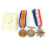 A First World War trio of medals including 1914 Volunteer Star, War & Defence Medals, awarded to