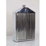 A Ruddspeed Limited chrome decanter modelled as a Rolls Royce grill, h. 20 cm