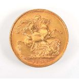 A Victorian sovereign dated 1892, Melbourne mint