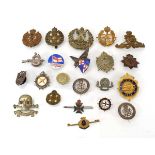 A group of military cap and other badges including 1913 NLLV & CPS, Birmingham's Warship Week,